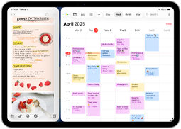 iPad Air displaying Notes app and Calendar app